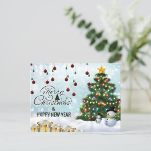 Stilvolle grüne, silberne frohe Weihnachten Postkarte