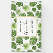 Stilvolle grüne tropische Blätter Muster Geburtsta Banner (Vertikal)