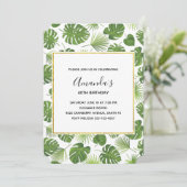 Stilvolle grüne tropische Blätter Muster Geburtsta Einladung (Stehend Vorderseite)