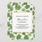 Stilvolle grüne tropische Blätter Muster Geburtsta Einladung (Vorne/Hinten)