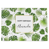 Stilvolle grüne tropische Blätter Muster Geburtsta Große Geschenktüte (Vorderseite)