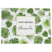 Stilvolle grüne tropische Blätter Muster Geburtsta Große Geschenktüte (Rückseite)