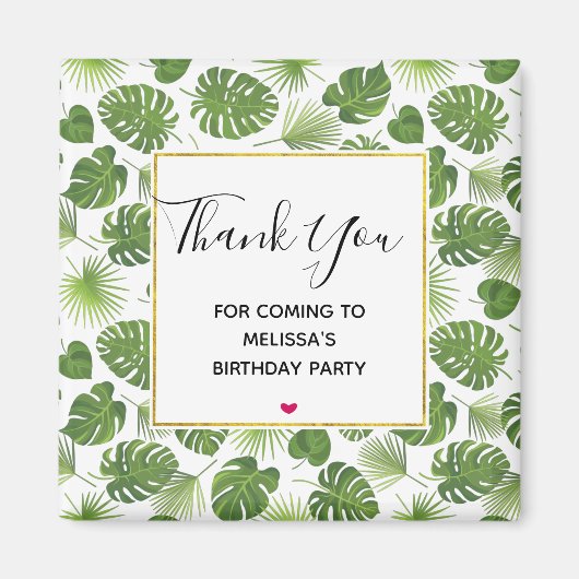 Stilvolle grüne tropische Blätter Muster Geburtsta Magnet (Vorne)