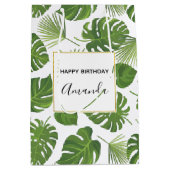 Stilvolle grüne tropische Blätter Muster Geburtsta Mittlere Geschenktüte (Vorderseite)