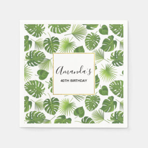 Stilvolle grüne tropische Blätter Muster Geburtsta Serviette