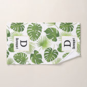 Stilvolle grüne tropische Blätter Muster Monogrma Badhandtuch Set (Handtuch)