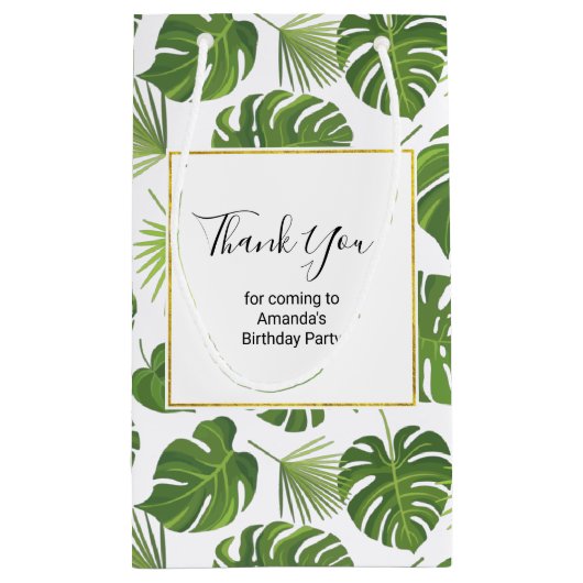 Stilvolle grüne tropische Blätter Muster Vielen Da Kleine Geschenktüte (Rückseite)