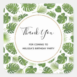 Stilvolle grüne tropische Blätter Muster Vielen Da Quadratischer Aufkleber