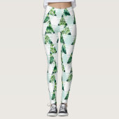Stilvolle, grüne tropische Dreiecke Geometrie Leggings (Vorderseite)
