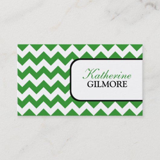 Stilvolle grüne Zickzack Geschäfts-Karten Visitenkarte (Vorderseite)