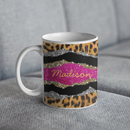 Stilvolle, gürtelfarbene Rosa-glänzende Monografie Kaffeetasse