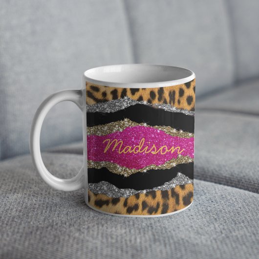 Stilvolle, gürtelfarbene Rosa-glänzende Monografie Kaffeetasse