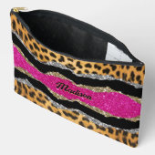 Stilvolle, gürtelfarbene Rosa-glänzende Monografie Zubehörtasche (Offen)