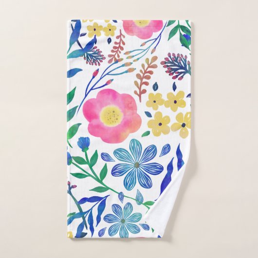 Stilvolle, gürtelrosa Blume handlackieren Badhandtuch Set (Handtuch)