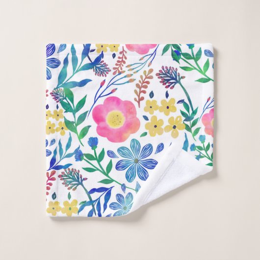 Stilvolle, gürtelrosa Blume handlackieren Badhandtuch Set (Waschlappen)