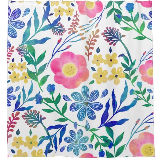 Stilvolle, gürtelrosa Blume handlackieren Duschvorhang (Vorderseite)