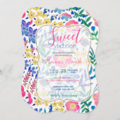 Stilvolle, gürtelrosa Blume handlackieren Einladung (Vorne/Hinten)