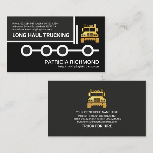 Stilvolle Güterbeförderung an der Lkw-Grenze Visitenkarte (Vorne/Hinten)