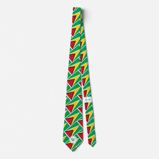Stilvolle GUYANA FLAG Monogram Scripting Krawatte (Vorderseite)
