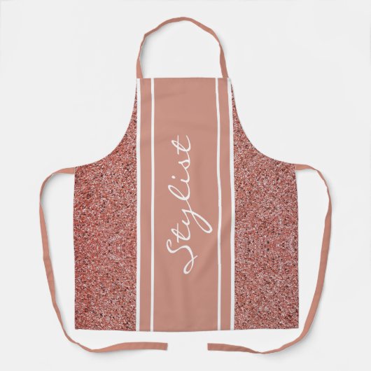 Stilvolle Hair Stylist Rose Gold Glitzer Script Schürze (Vorderseite)