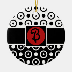 Stilvolle Halbschwarz Halbweiß Polka Punkte Monogr Keramikornament