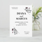 Stilvolle Hand Zeichnend Blume Einladung (Stehend Vorderseite)