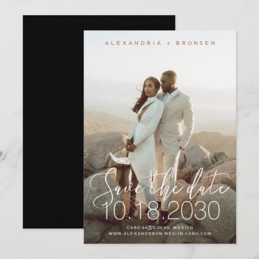 Stilvolle handgeschriebene Chic Modern Save the Da Date (Vorne/Hinten)
