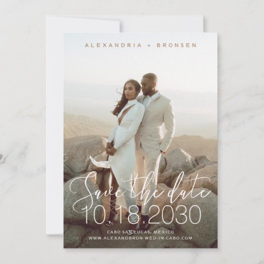 Stilvolle handgeschriebene Chic Modern Save the Da Save The Date (Vorderseite)