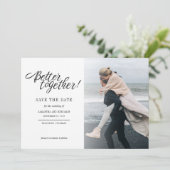 Stilvolle handgeschriebene Foto-Hochzeit Save The Date (Stehend Vorderseite)