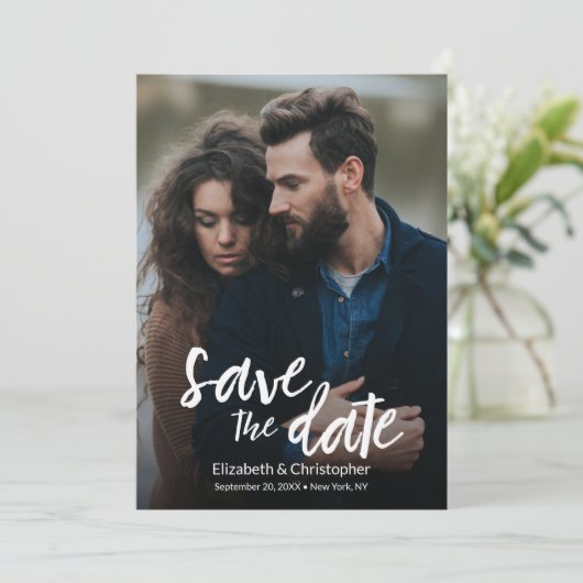 Stilvolle, handgeschriebene QR CODE Hochzeitswebsi (Stehend Vorderseite)