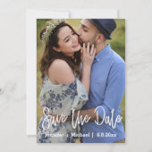 Stilvolle Handschrift 2 Foto Save the Date Karte (Vorderseite)