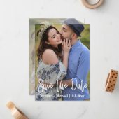 Stilvolle Handschrift 2 Foto Save the Date Karte (Vorderseite/Rückseite Beispiel)