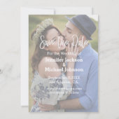 Stilvolle Handschrift 2 Foto Save the Date Karte (Rückseite)