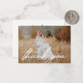 stilvolle Handschrift danke Ihnen Baby Dusche Foto Mitteilungskarte (Vorderseite/Rückseite Beispiel)