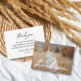 stilvolle Handschrift danke Ihnen Baby Dusche Foto Mitteilungskarte