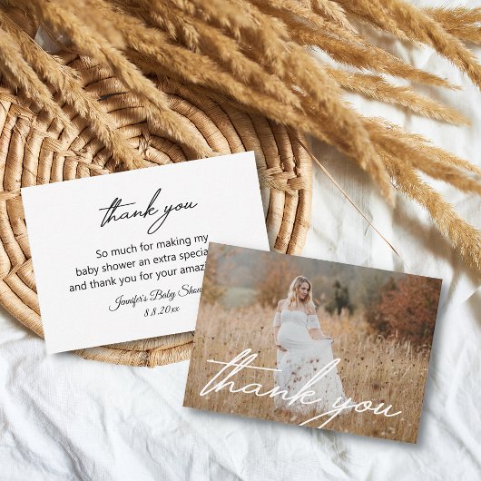 stilvolle Handschrift danke Ihnen Baby Dusche Foto Mitteilungskarte