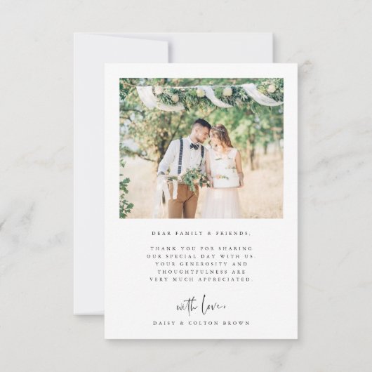 Stilvolle Handschrift für Hochzeit 4 Foto Dankeskarte (Rückseite)