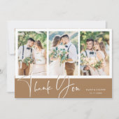 Stilvolle Handschrift für Hochzeit 4 Foto Dankeskarte (Vorderseite)