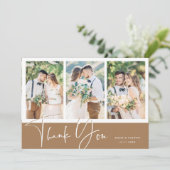 Stilvolle Handschrift für Hochzeit 4 Foto Dankeskarte (Stehend Vorderseite)