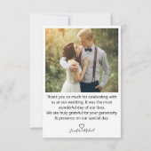 stilvolle Handschrift, Hochzeitstag Foto Dankeskarte (Rückseite)