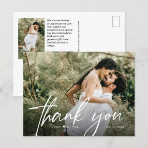 Stilvolle Handschrift-Skript-Hochzeitsfotos Postkarte