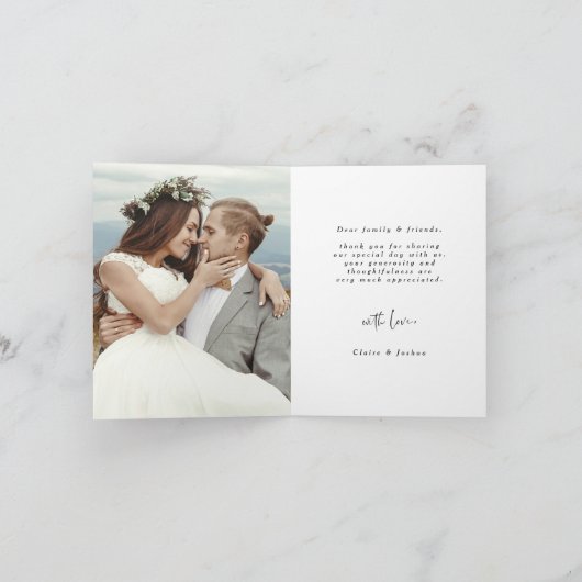 Stilvolle Handschrift Wedding 2 Foto Vielen Dank Karte (Innenseite)