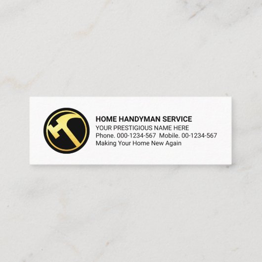 Stilvolle Handyman Tools Icon Panel Mini Visitenkarte (Rückseite)