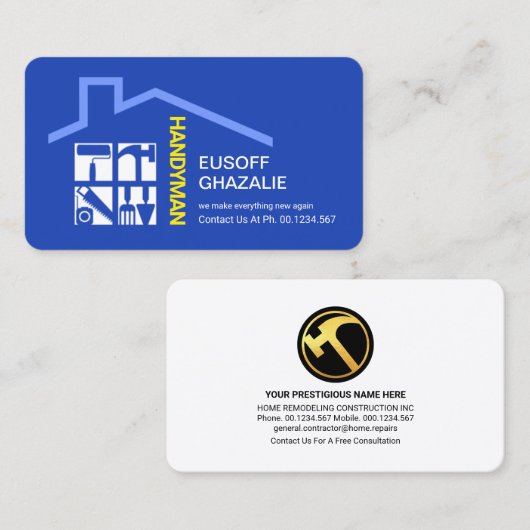 Stilvolle Handyman Tools Rooftop Visitenkarte (Vorne/Hinten)