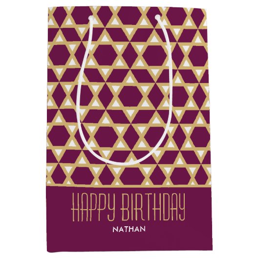 Stilvolle Happy Birthday Star Pattern Pum Custom Mittlere Geschenktüte (Vorderseite)