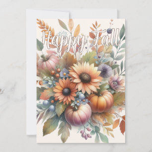 Stilvolle Happy Fall Pumpkin Blume Bouquet Card Ankündigung