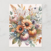 Stilvolle Happy Fall Pumpkin Blume Bouquet Motif Postkarte (Vorderseite)