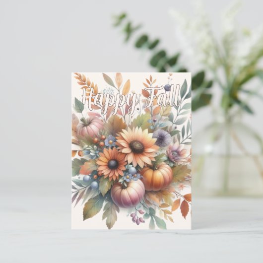 Stilvolle Happy Fall Pumpkin Blume Bouquet Motif Postkarte (Stehend Vorderseite)