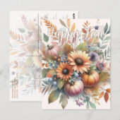 Stilvolle Happy Fall Pumpkin Blume Bouquet Motif Postkarte (Vorne/Hinten)