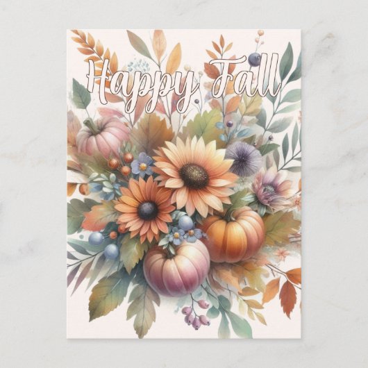 Stilvolle Happy Fall Pumpkin Blume Bouquet Motif Postkarte (Vorderseite)